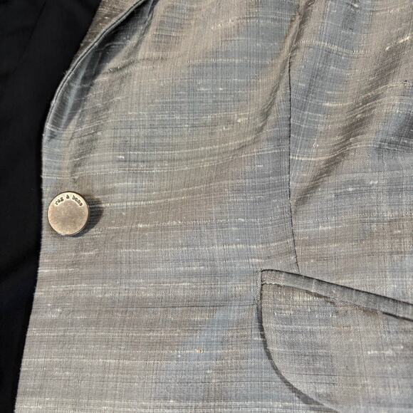 Rag & Bone Size 2 Silver Gray 100% Silk Dupioni Blazer Metallic Party Workwear - Picture 8 of 10